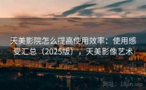 天美影院怎么提高使用效率：使用感受汇总（2025版），天美影像艺术